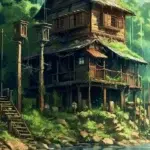 Magical Forest: Fantasy Illustration of Wooden House