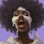 White Hair in Close-up: Vampire Girl with Sharp Teeth