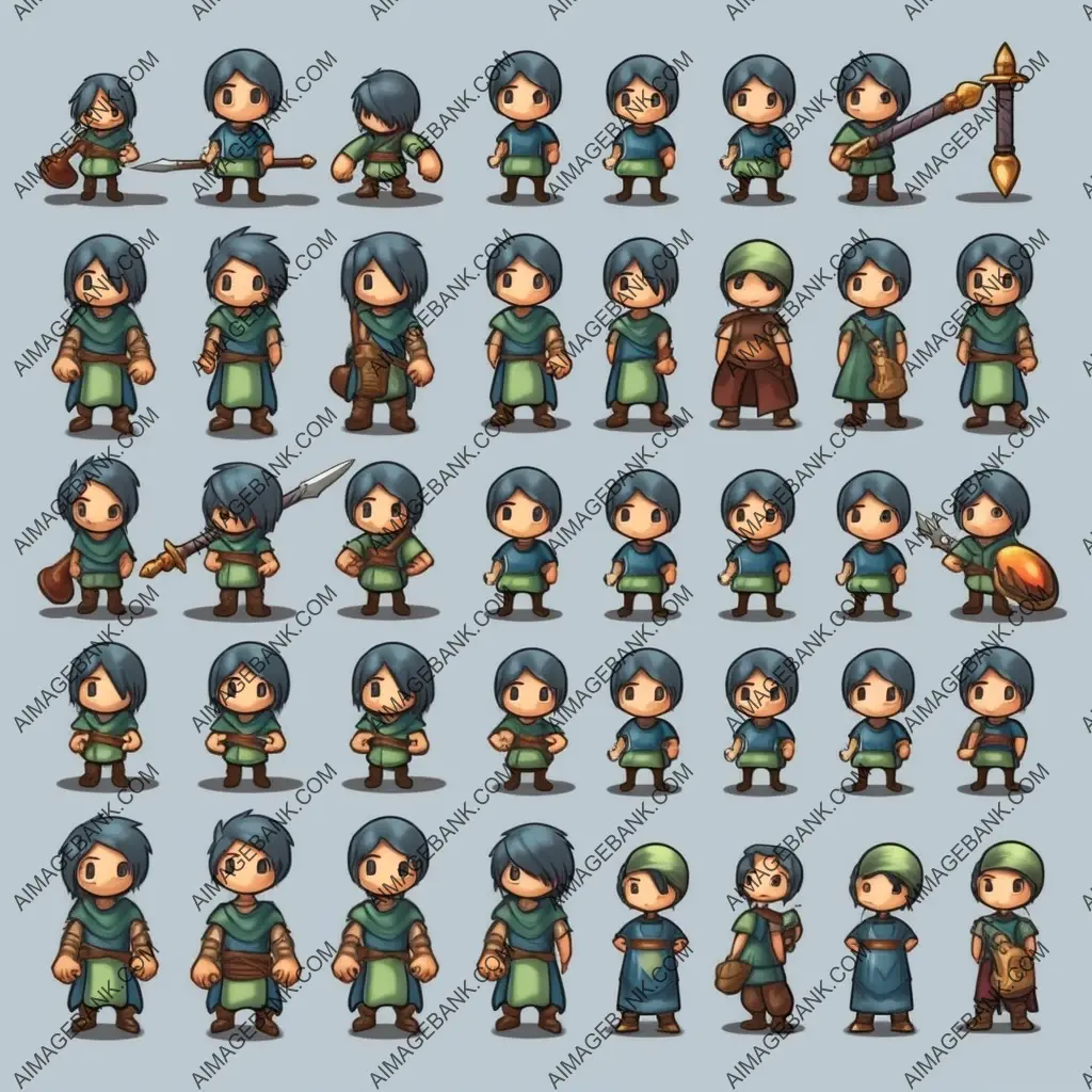 Computer Rpg Sprite Complete Sprite Sheet: RPG Game Character Compatible with Game Maker ...