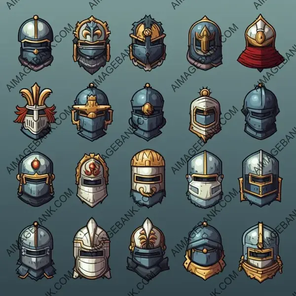 Pixel Art Medieval Helmet in 2D Game Art Sprite Sheet | Aimagebank