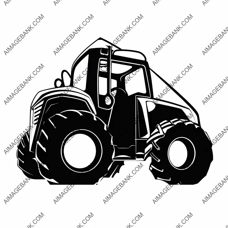 2D Vector of Tractor Silhouette on White Background | Aimagebank